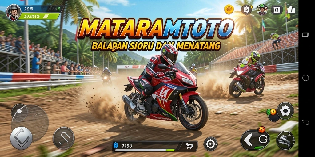 Gameplay seru di MATARAMTOTO saat balapan motor.