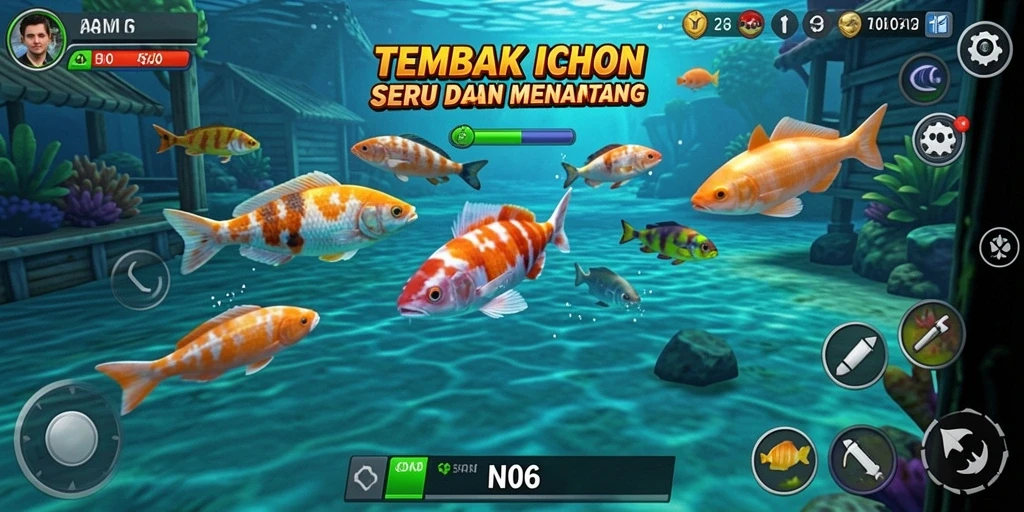 Tampilan gameplay N06 yang menarik saat menembak ikan.