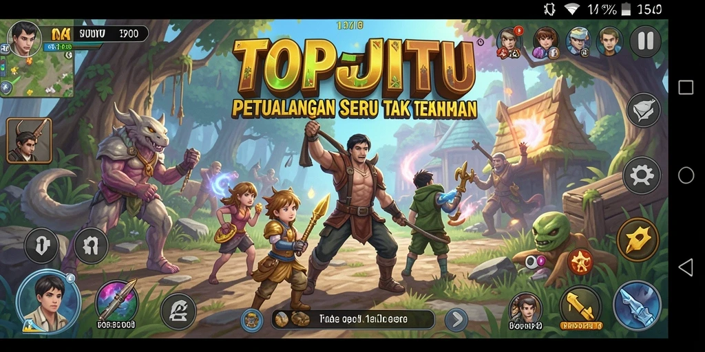 Tampilan gameplay penuh aksi dalam dunia petualangan TOPJITU.